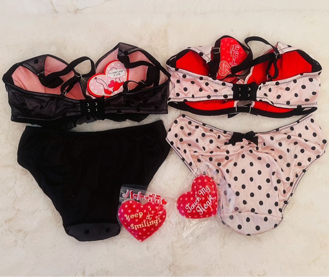 廃盤】【絶版】【レア】ハート ブラ ショーツ ブラック ピンク セット
