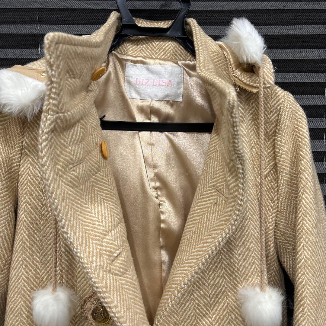 LIZLISA ベージュ キャメル ヘリンボーンコート
