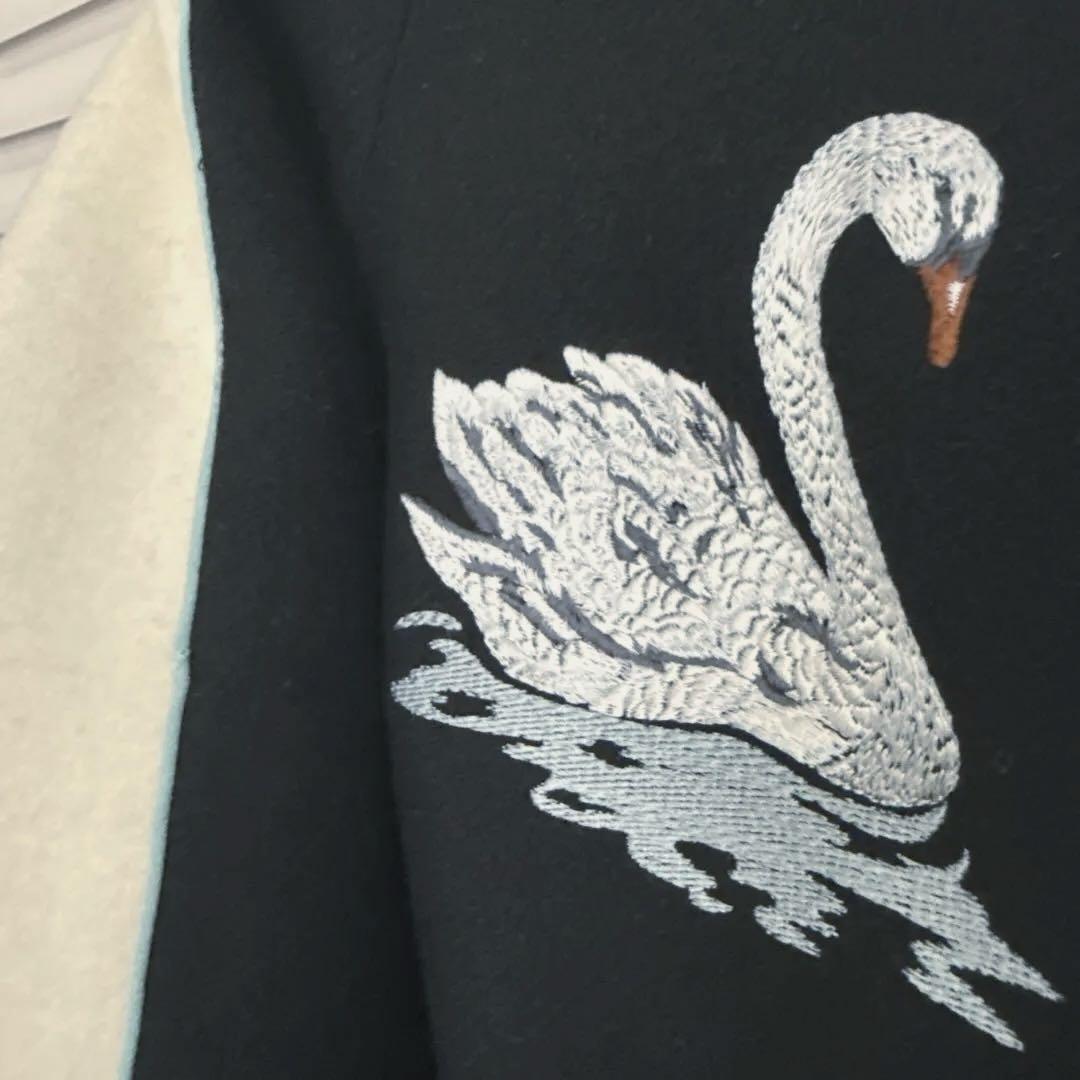 ステラマッカートニー スワン刺繍 スカジャン ブラック/アイボリー