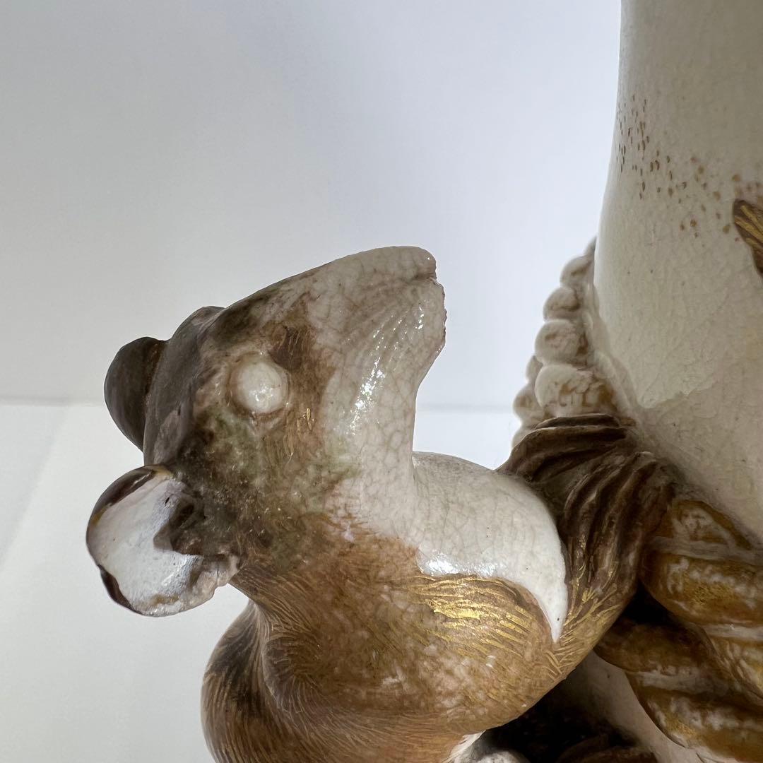 明治時代 京薩摩 金彩人物画 ネズミ年 大花瓶 h36.5cm