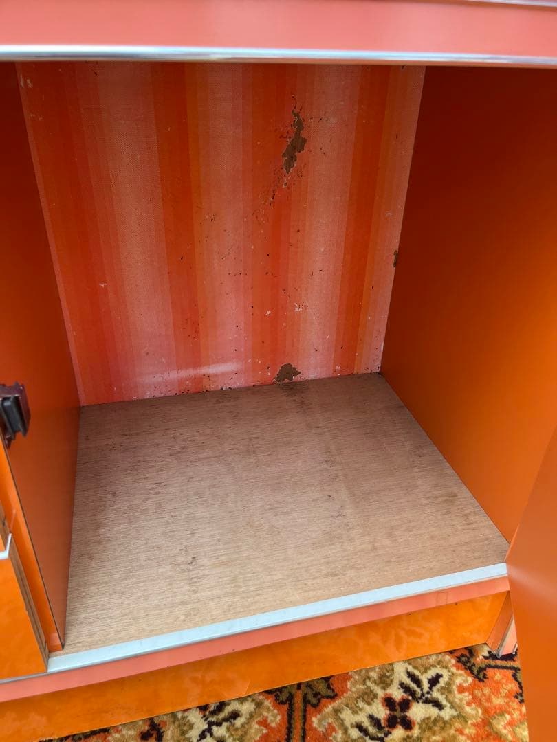 アーチ型 食器棚 オレンジ 昭和レトロ レトロポップ インテリア 当時物