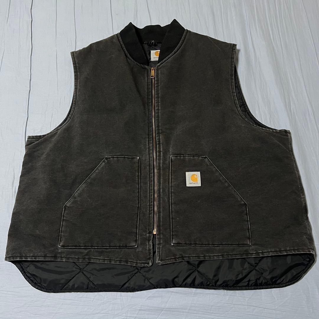 J*J様 カーハート　ダックベスト　腰ゴム　フェードブラック　USA製　80s 星タグ 90s USA製 ブラック BLK フェード スミクロ 腰ゴム ベスト