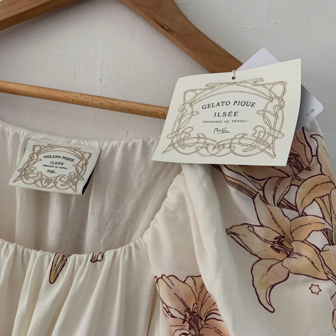 新品】 ジェラートピケ ミュシャ リリー柄カップインロングスリーブ