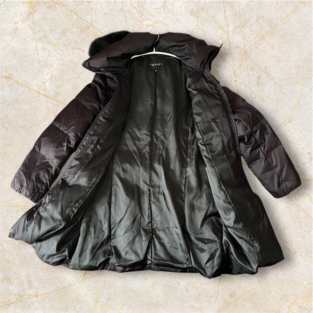 INDIVI＊シルキーサテン ダウンコート ブルーフォックスファー - メルカリ