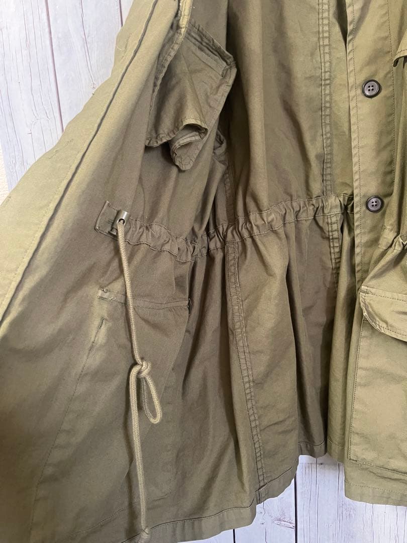 美品 ピュアルセシン ノーカラーミリタリーブルゾン フリー カーキ