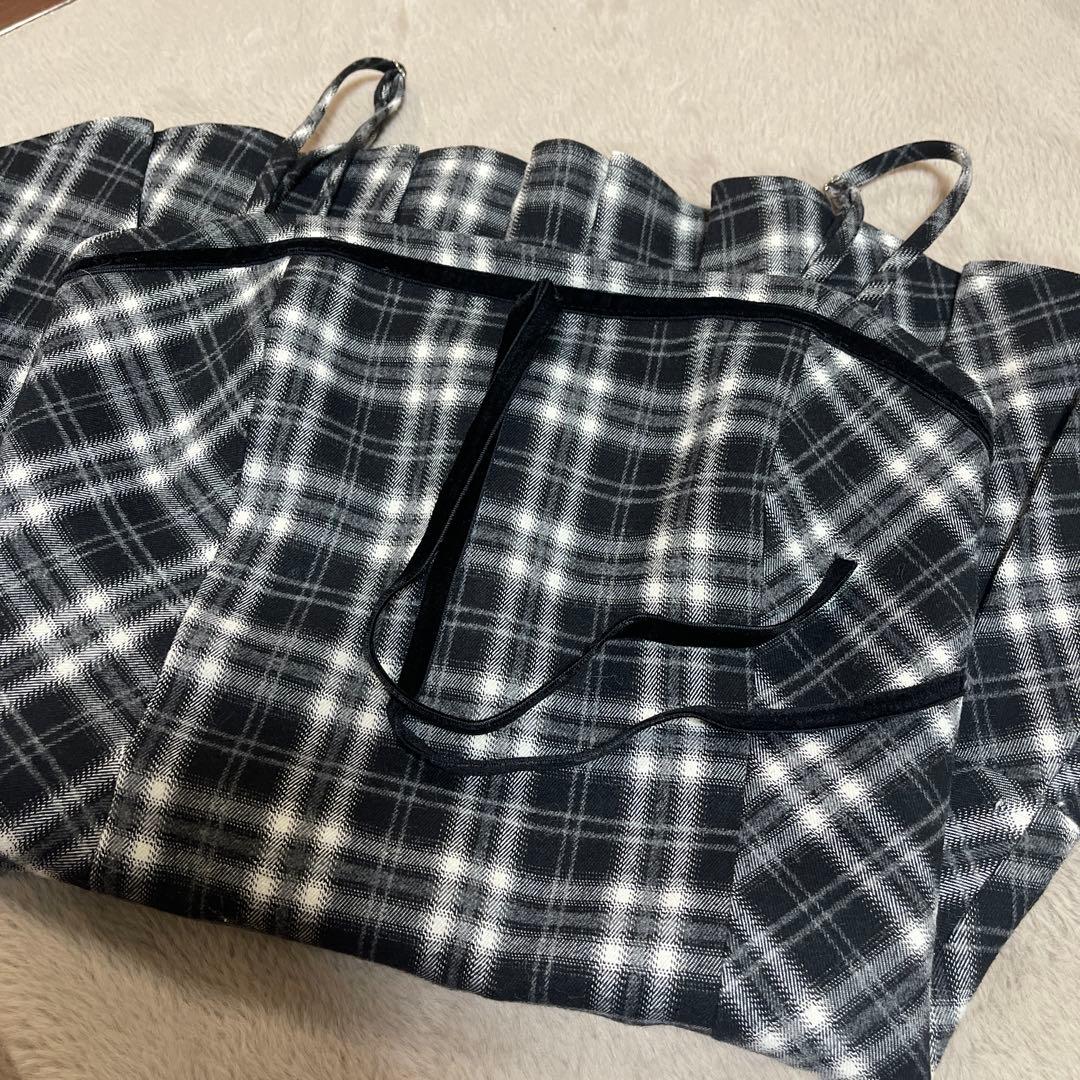 即日発送 BunnyLis nogekiファーボレロ×チェックミニワンピ 黒 S