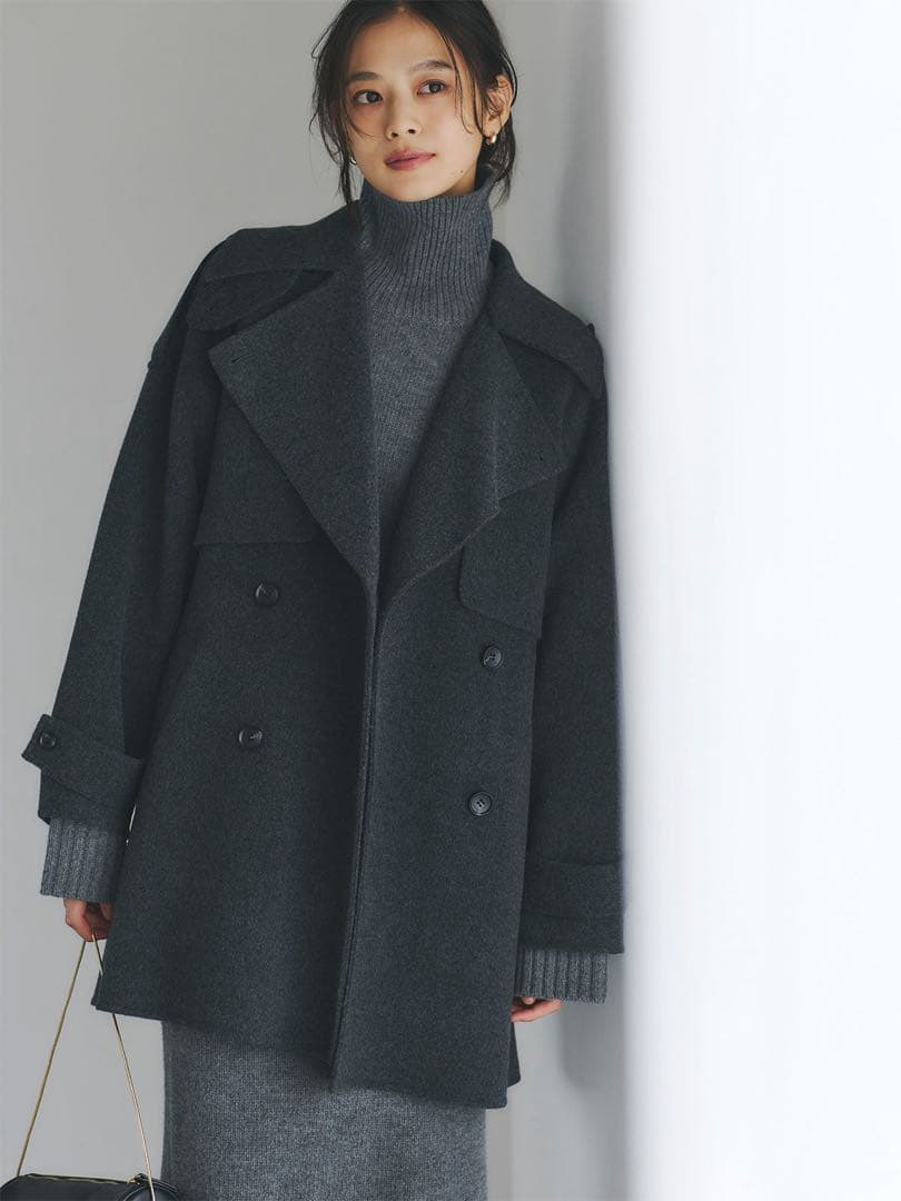 【新品未使用品】リバーウールミドルトレンチコート CHARCOAL GREY アニュアンス anuans リバーウールミドルトレンチコート