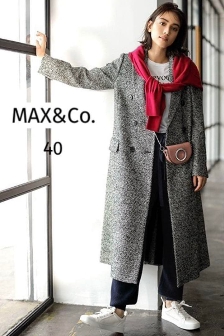 MAX&Co. ツィードダブルブレスト ロングチェスターコート 40 - メルカリ
