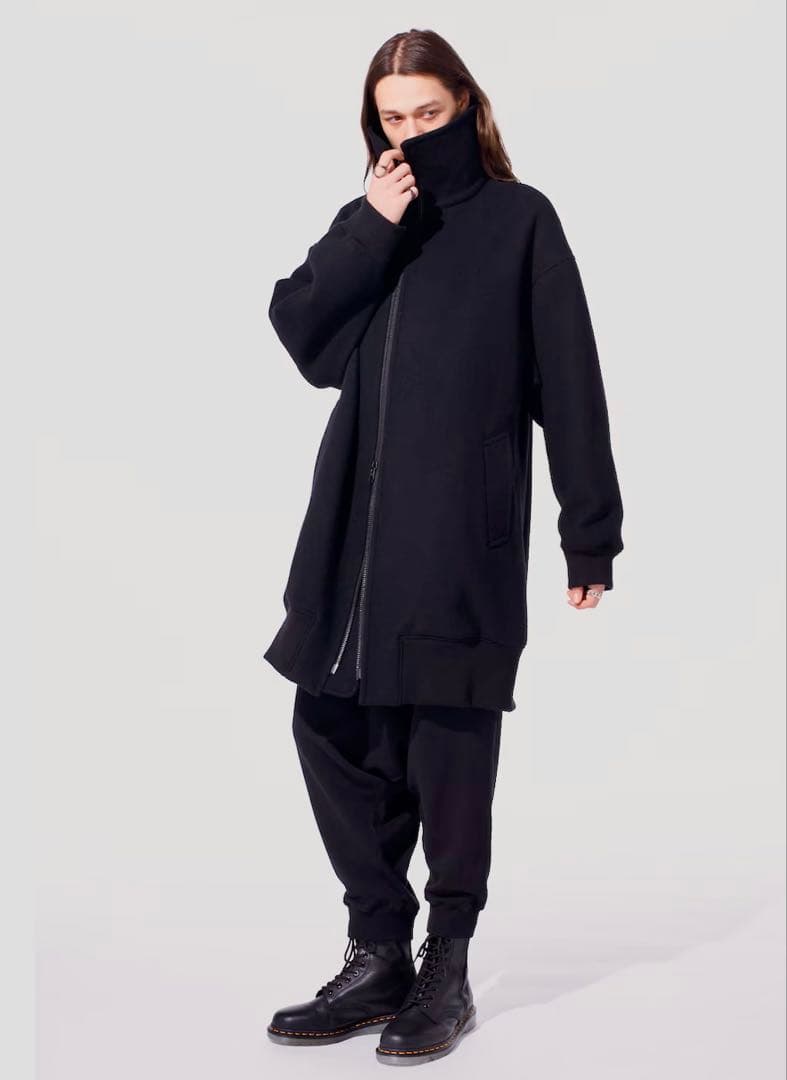 S'yte ロングコートUB-C11-104-1-03 DOUBLE-WEAVE MELTON OVERSIZED LONG TRUCK TOP(M Black): S'YTE｜THE