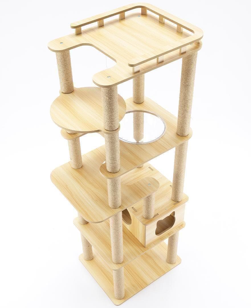 アウトレット3 キャットタワー 木製 宇宙船 展望台 多頭飼い 大型