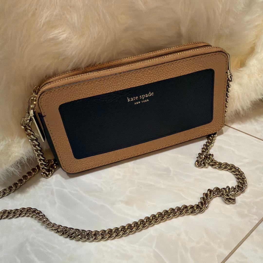 ケイトスペード♤マルゴーダブルジップチェーンウォレット バイカラー
