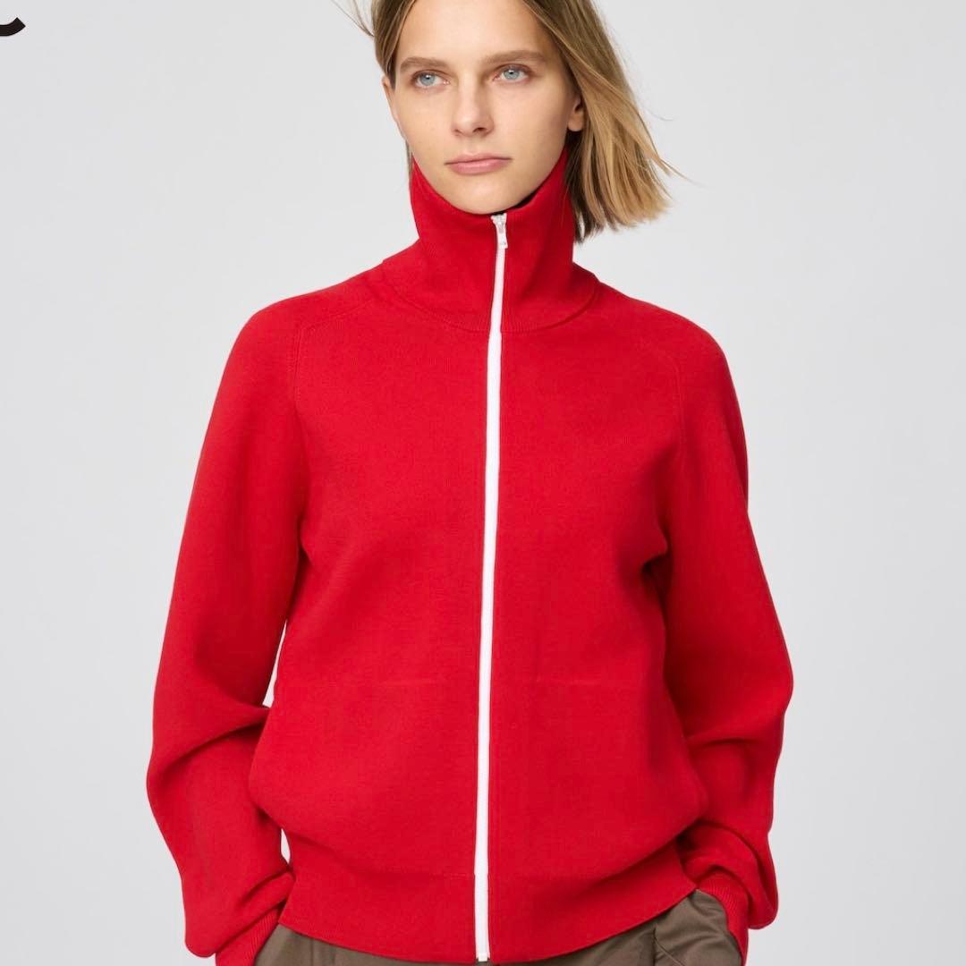 ユニクロC ミラノリブフルジップカーディガン Red XXL - メルカリ