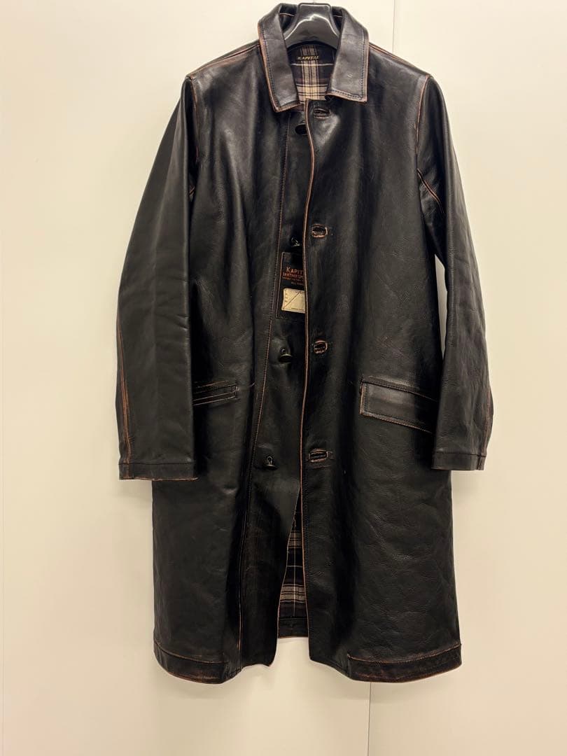 ［ゲリラセール今週末まで］ヤバイ革のコート　KAPITAL 焦茶色 カラウティア callautia callautia ステンカラーロングコート （ダーク