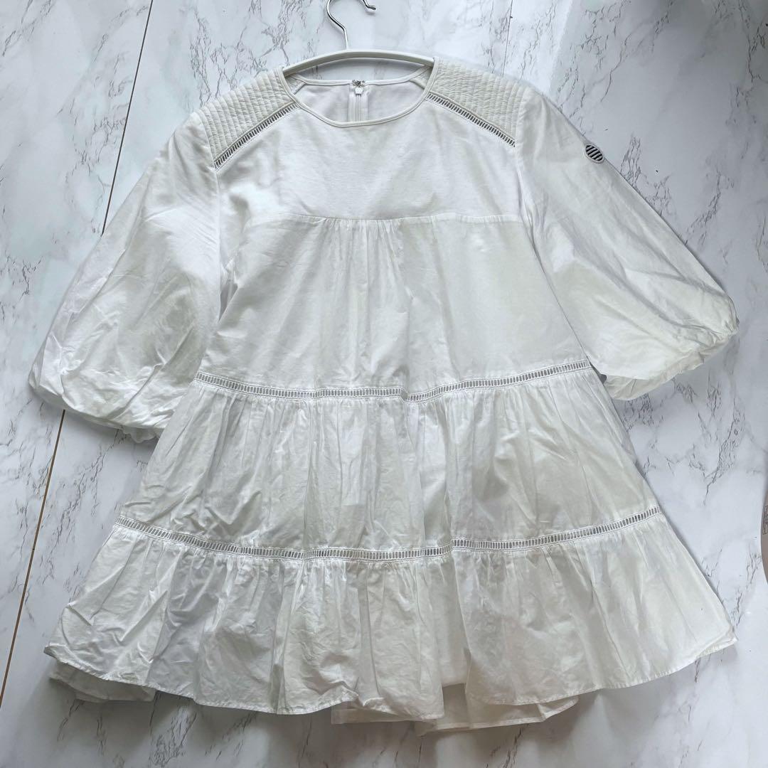 美品】ボーダーズアットバルコニー バレリーナブラウス ティアード 白