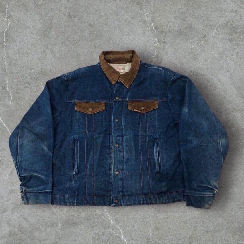 鬼フェード80sUSA製ヴィンテージデニムシェルパジャケット襟コーズショート丈G 吉井和哉とデニムブランド「New Manual」とのコラボレーション