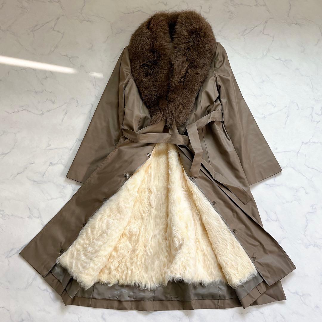 Kanebo silk カネボウ シルク ロング ファーコート トレンチコート