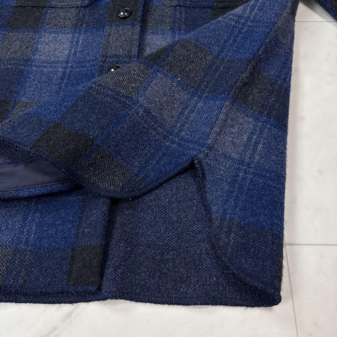RRL カシミヤ ウール シャツジャケット バッファローチェック 青系 S