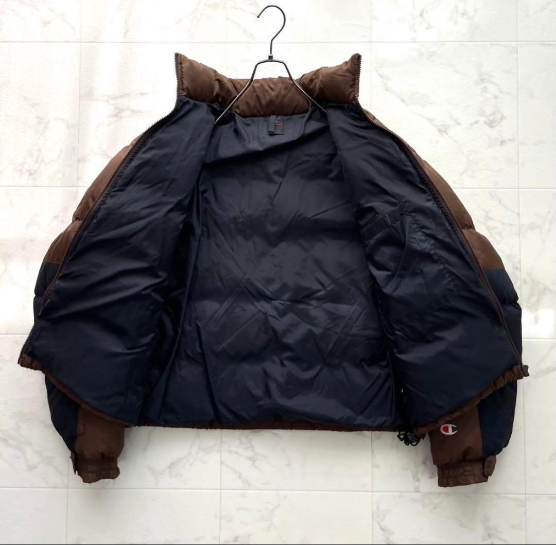 希少 チャンピオン ダウンジャケット 肉厚 刺繍ロゴ 刺繍ロゴ ヌプシ
