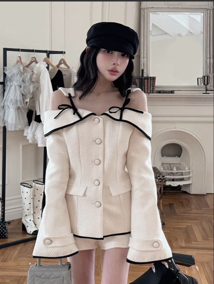 ダーリッチ ボンディングツイードオフショルチュニック - メルカリ