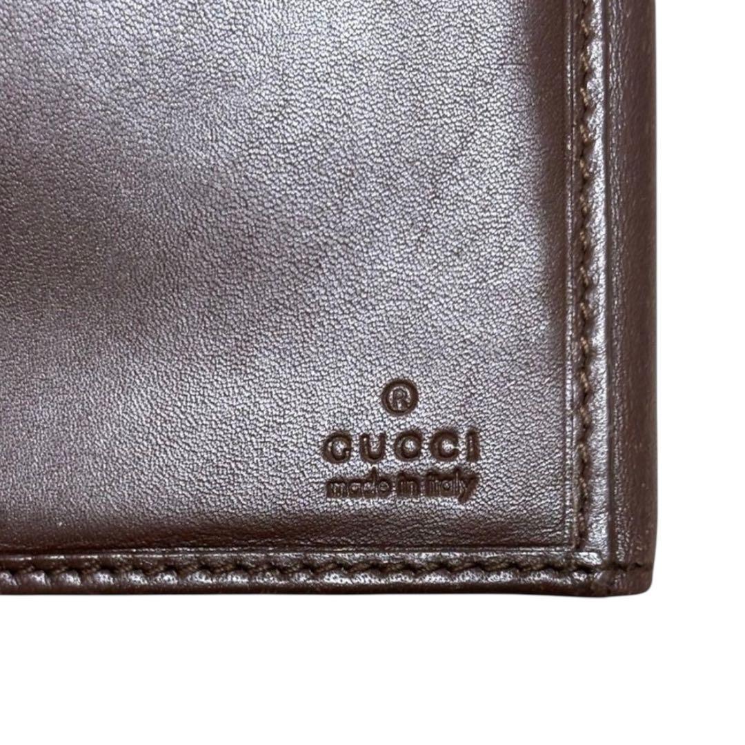 グッチ 長財布 レザー GGキャンバス ブラウン Wホック GG柄 ロゴ