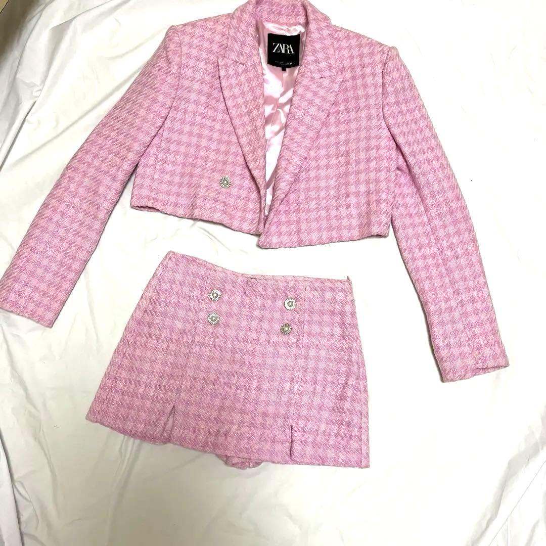 専用 ZARA ピンクツイード セットアップ ジャケット ショートパンツ