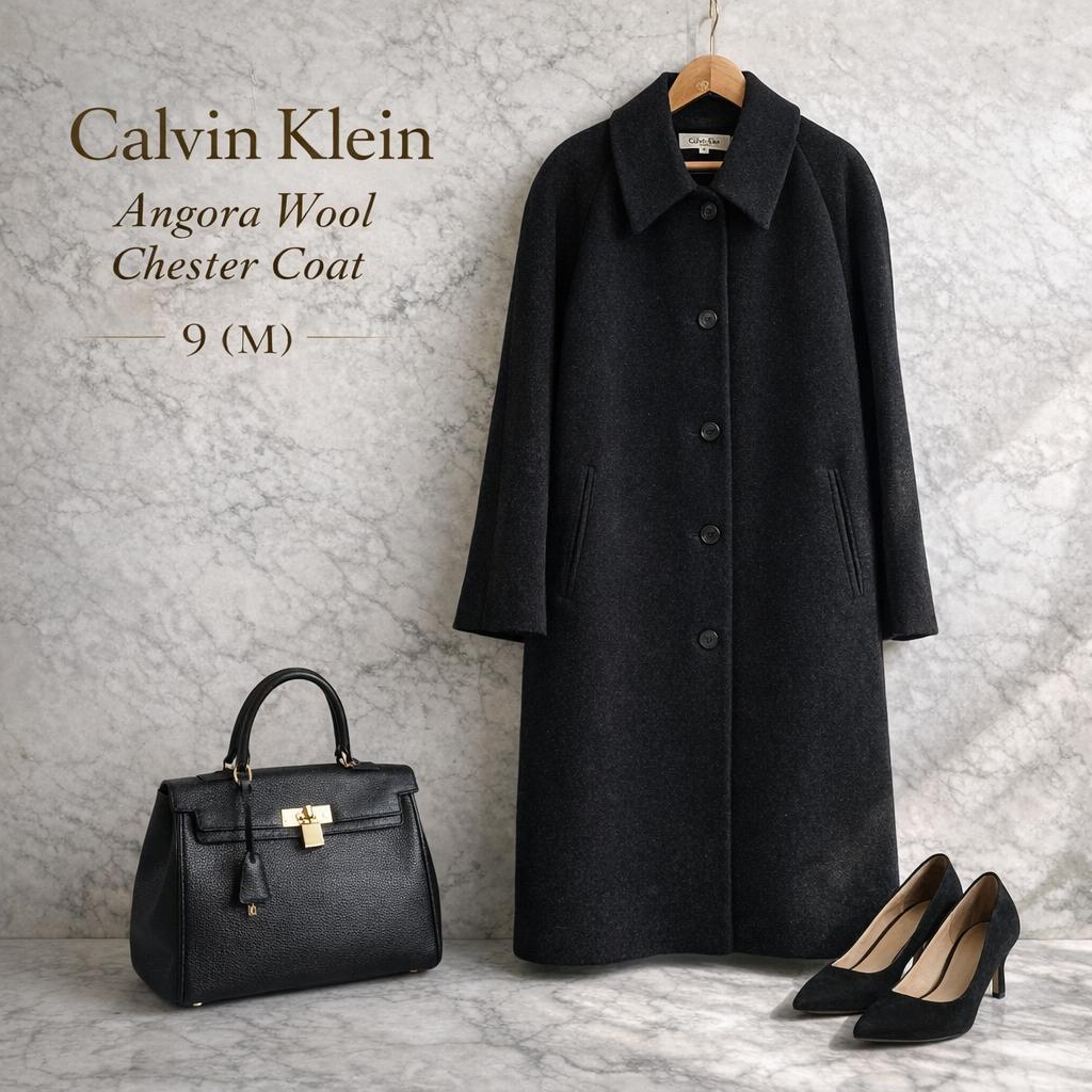 美品⭐️カルバンクライン アンゴラ混 ウール ロングコート 9 M