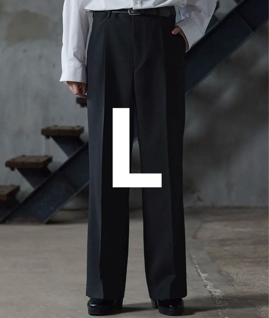 CLEL core.】スーパー100s 尾州ウールスラックス ブラックLサイズ