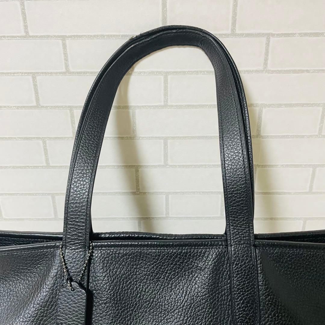 COACH コーチ ブラック レザー シボ トートバッグ 肩掛け A4可能