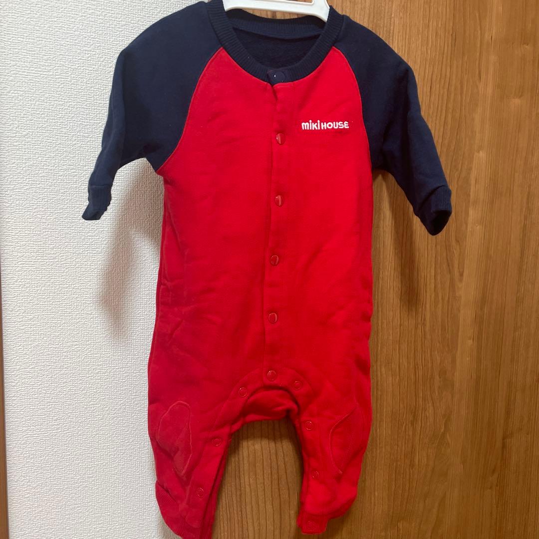 mikiHOUSE 赤紺ロンパース 70サイズ - メルカリ
