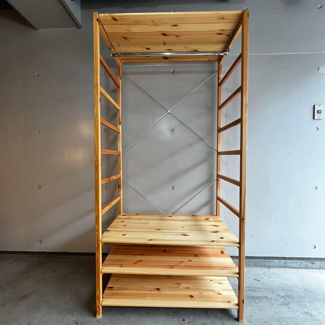 美品★無印 パイン材ユニットシェルフ・ワードローブ 追加棚板付 広島アルパーク】使い方色々、パイン材ユニットシェルフの紹介｜ 無印良品