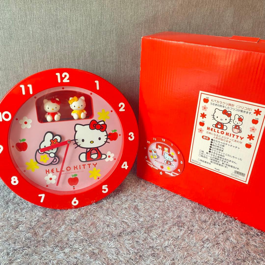 レア】ハローキティ キティちゃん 掛け時計 からくり時計 メロディ