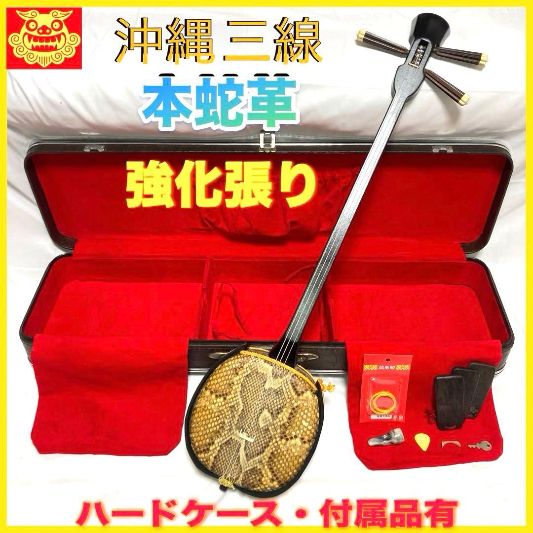 三線 沖縄 強化張り 本革 蛇革 ハードケース 付属品 和楽器 初心者