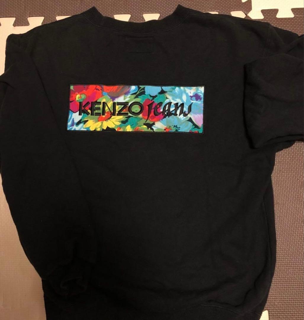 KENZO jeans 花柄ロゴ トレーナー スウェット 黒 ケンゾー 北斎タグ