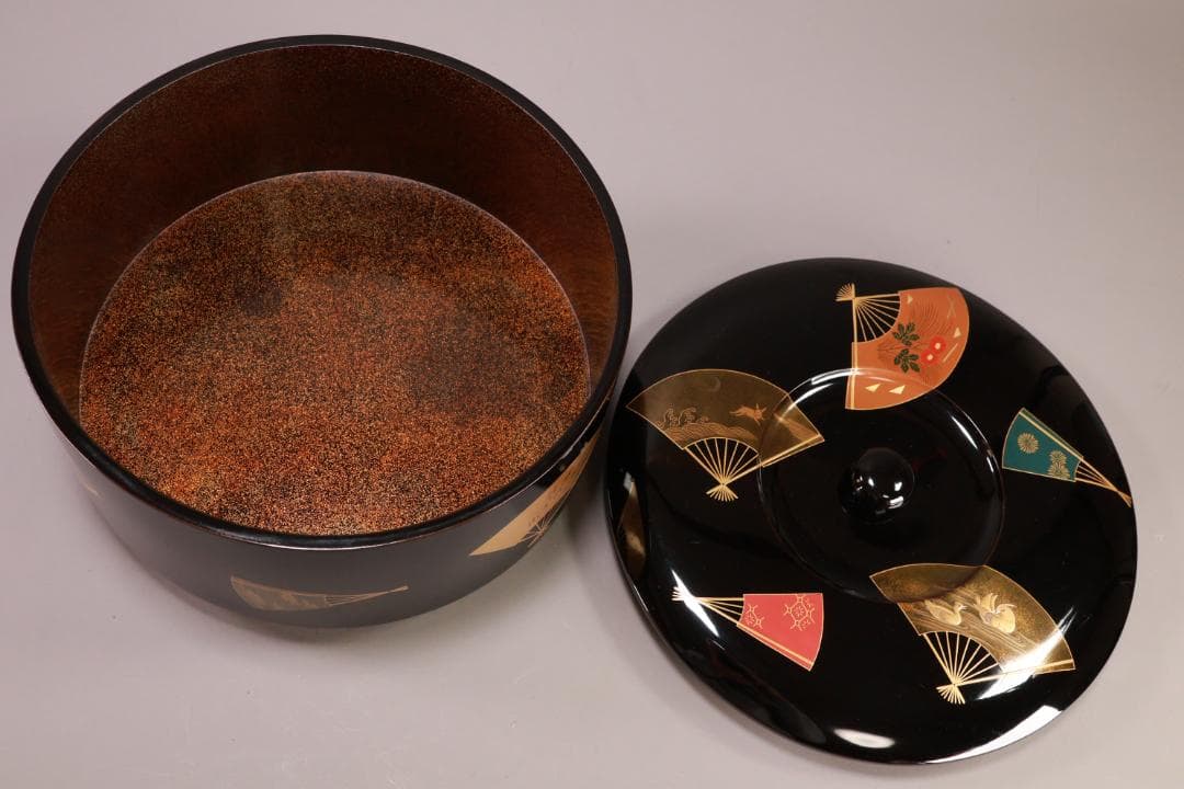 輪島塗 扇面金蒔絵 お櫃 はんがい 受け盆 お櫃台 会席 茶懐石 ② BJ081