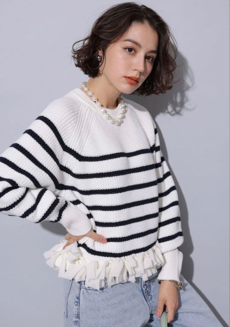 アルページュストーリー Arpege story 裾シフォンニット ボーダー