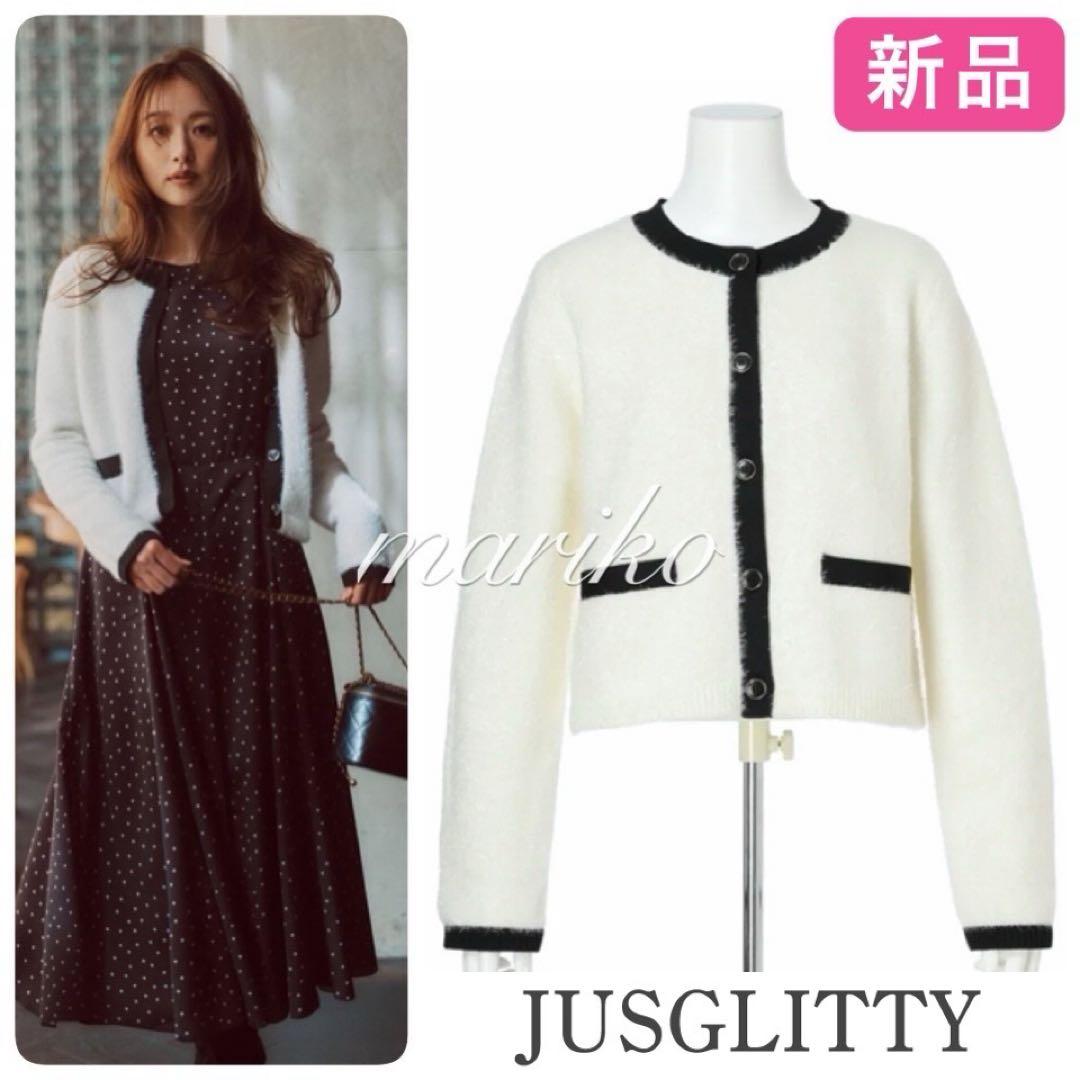 新品♡ジャスグリッティー キラキラフェザーカーディガン アプワイザー