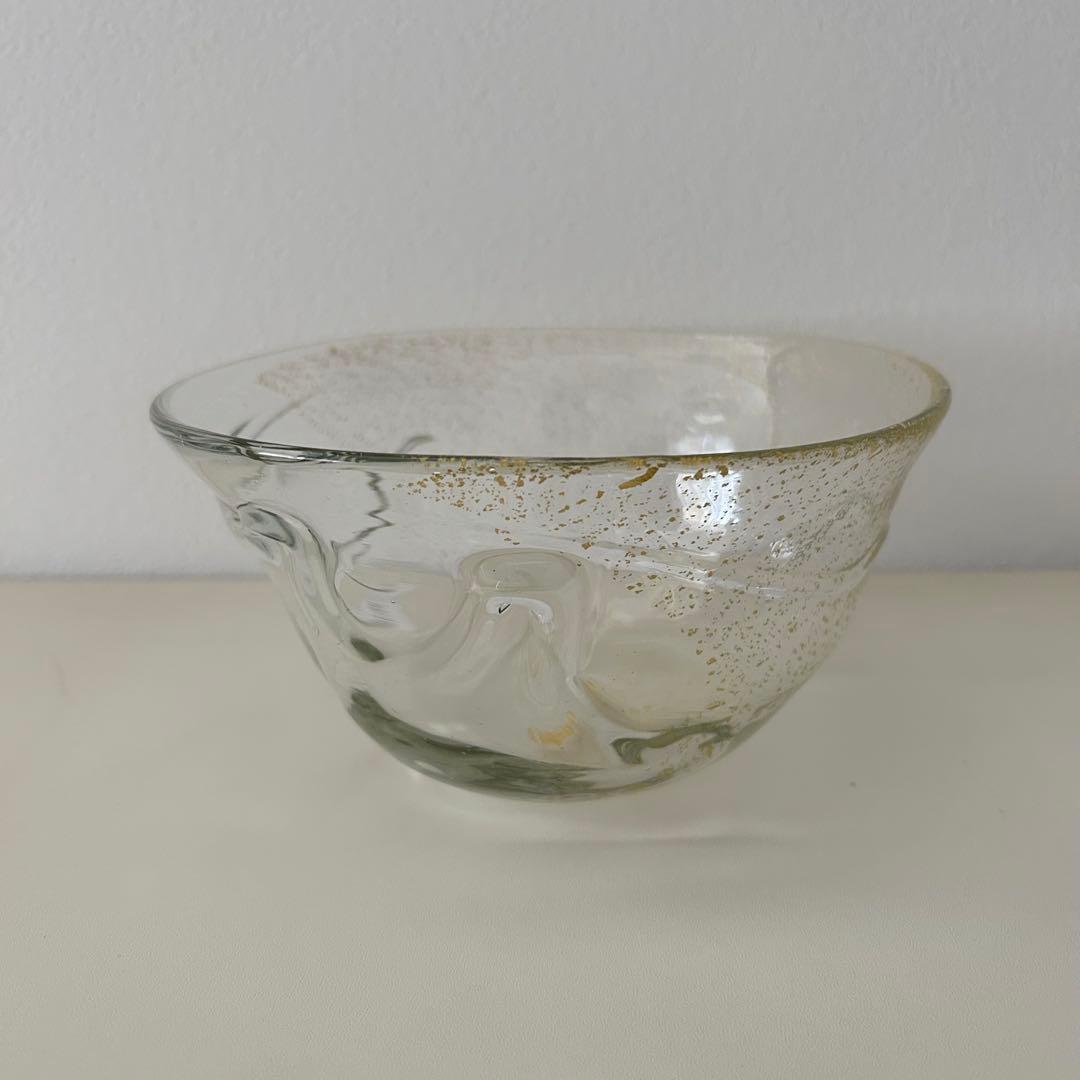 貴重・未使用】稲嶺盛吉 初期作品 琉球ガラス ガラス鉢 大山工房時代