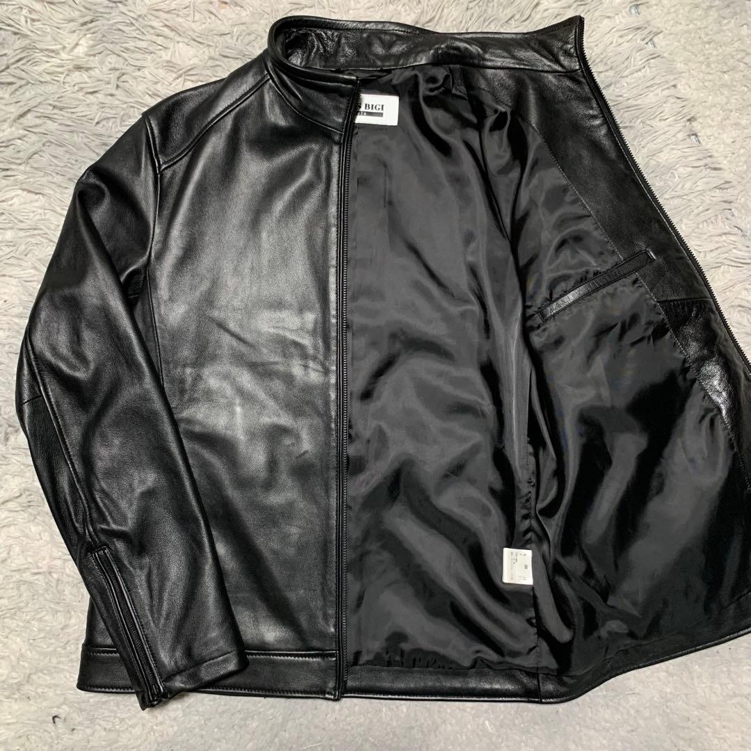 極美品 L MEN'S BIGI メンズビギ レザージャケット ラムレザー MEN'S BIGI（メンズビギ） 革ジャン ライダース スタンドカラー