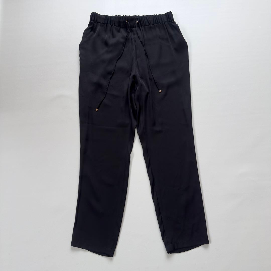 ドゥーズィエムクラス シルクサテンドロストパンツ 黒 38 定価2.5万