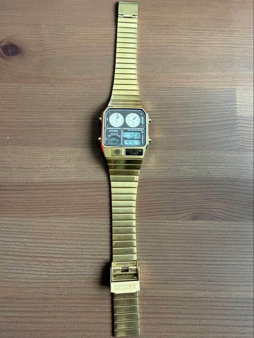 CITIZEN レコードレーベル アナデジ テンプ 腕時計 ゴールド RECORD LABEL シチズン レコードレーベル 腕時計 Metallic ANA-DIGI