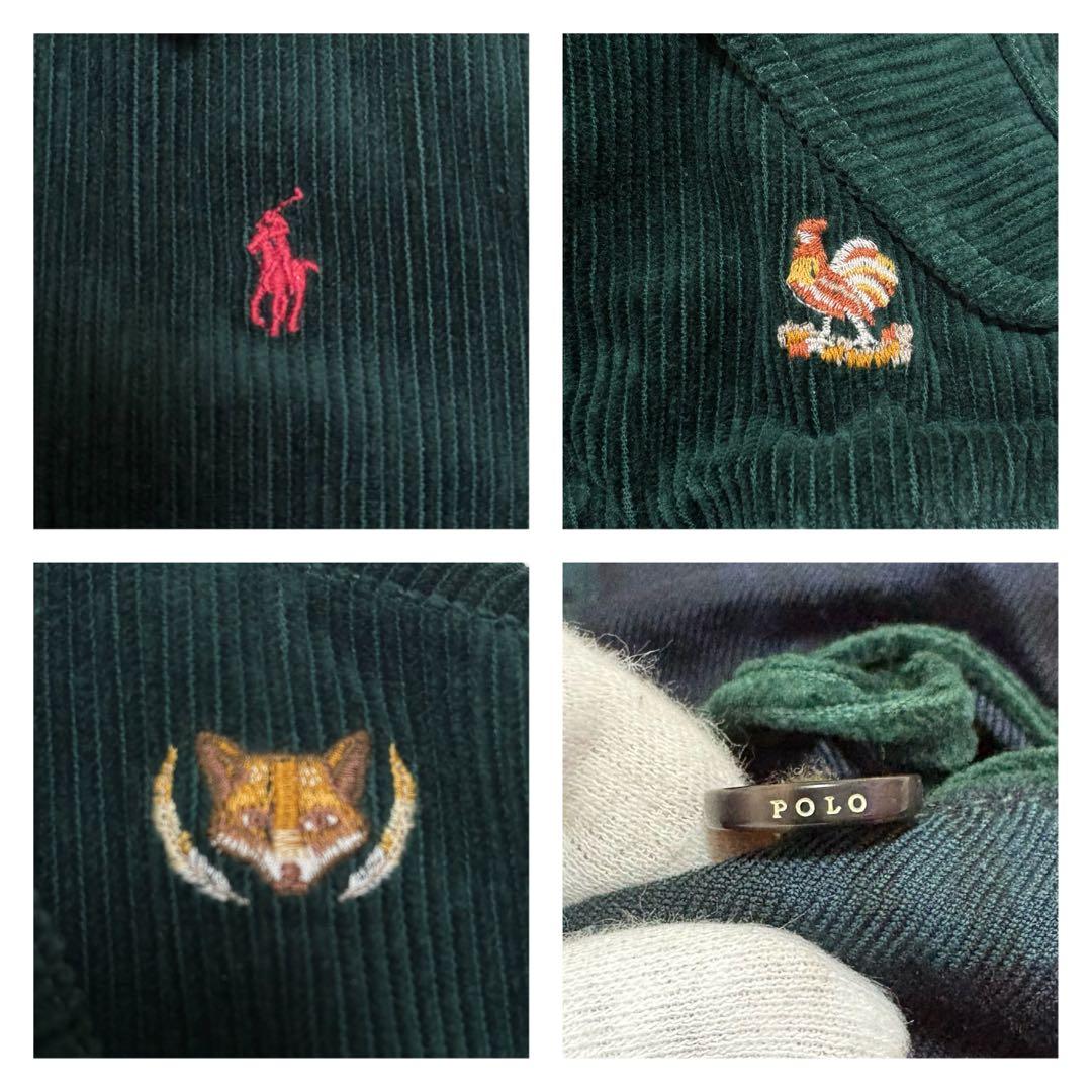 美品 ポロラルフローレン コーデュロイジャケット キツネ刺繍 深緑 L