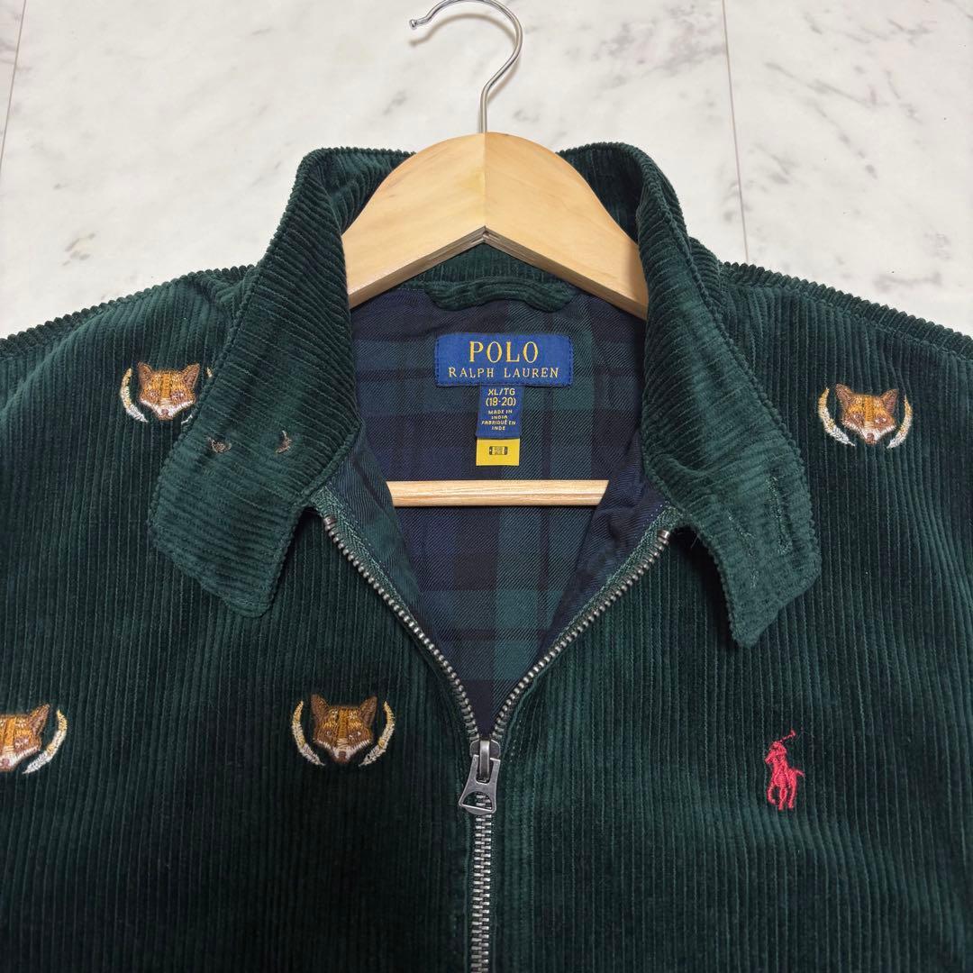美品 ポロラルフローレン コーデュロイジャケット キツネ刺繍 深緑 L