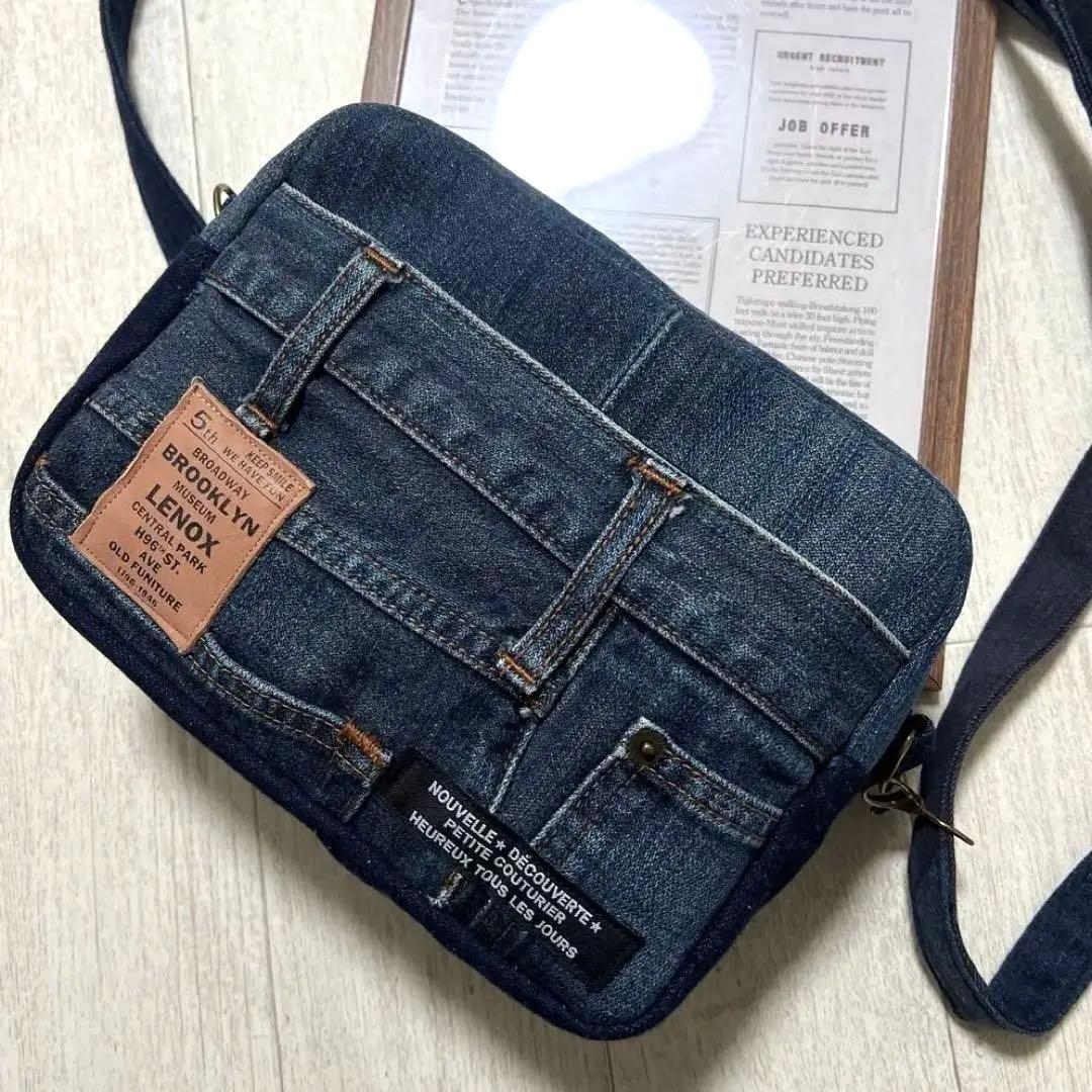 ショルダーバッグ デニムリメイク ハンドメイド - メルカリ