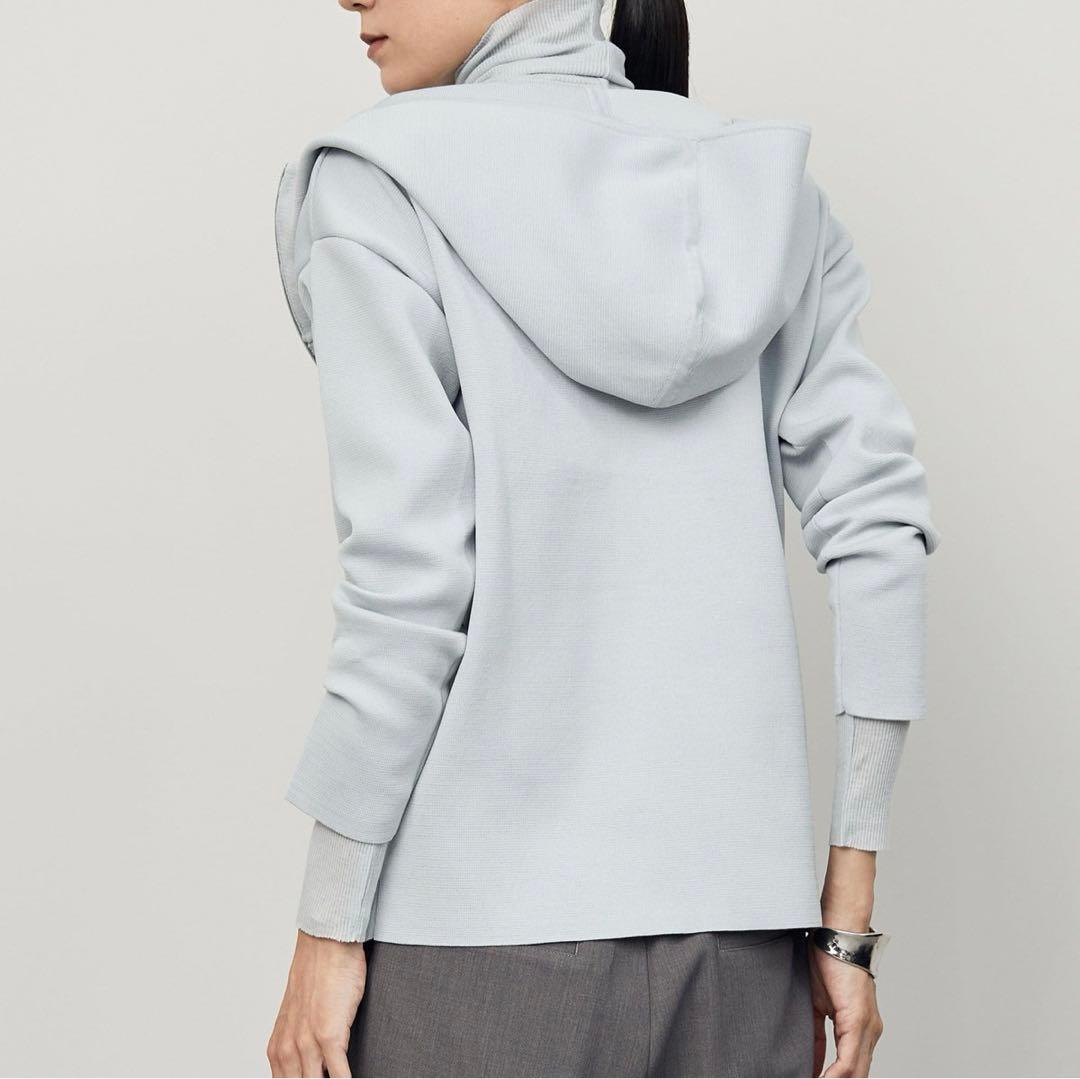 soeju ソージュ ミラノリブニットパーカー ブルーグレー - メルカリ