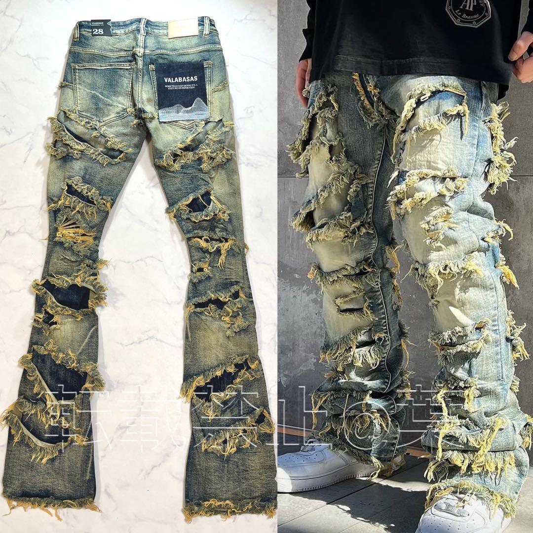専用 valabasas バラバサス ハードクラッシュスタックフレアデニム 28