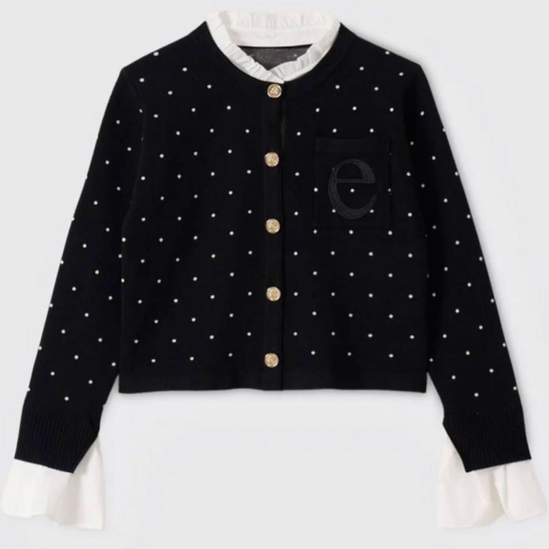 Attached collar カーディガン dot black - メルカリ