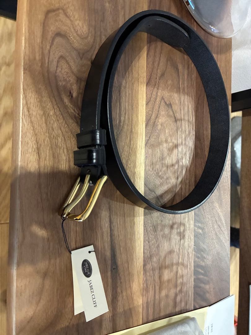 JABEZ CLIFFジャベツクリフ　黒32 inch JABEZ CLIFF (ジャベツクリフ) Stirrup Leather Belt [BLACK]