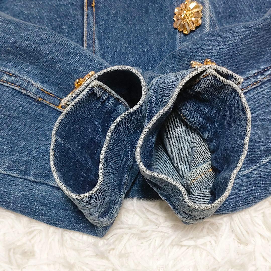 セルフポートレート クロップドデニムジャケット ディアマンテボタン