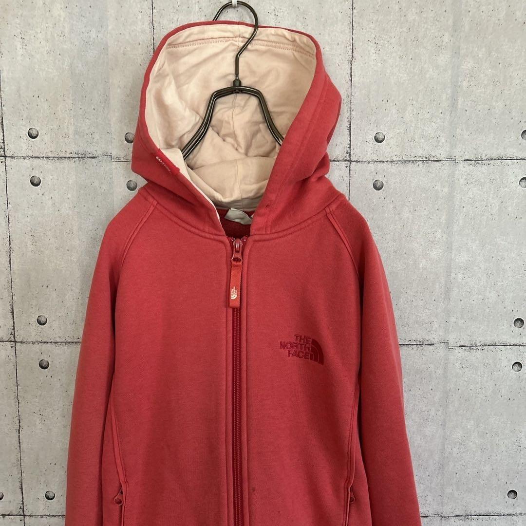 ノースフェイス ジップパーカー レッド レディースM - メルカリ
