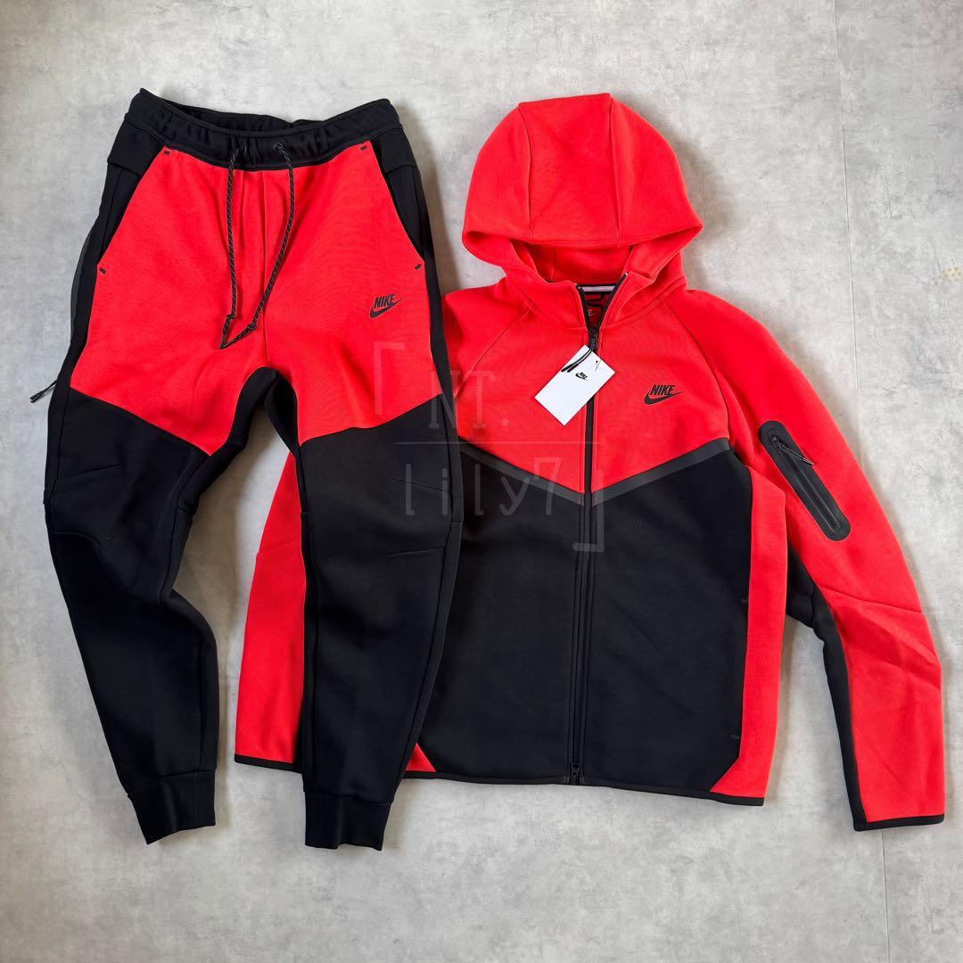 NIKE テックフリース 上下 ジョガーパンツ 赤パーカー レッド ブラック